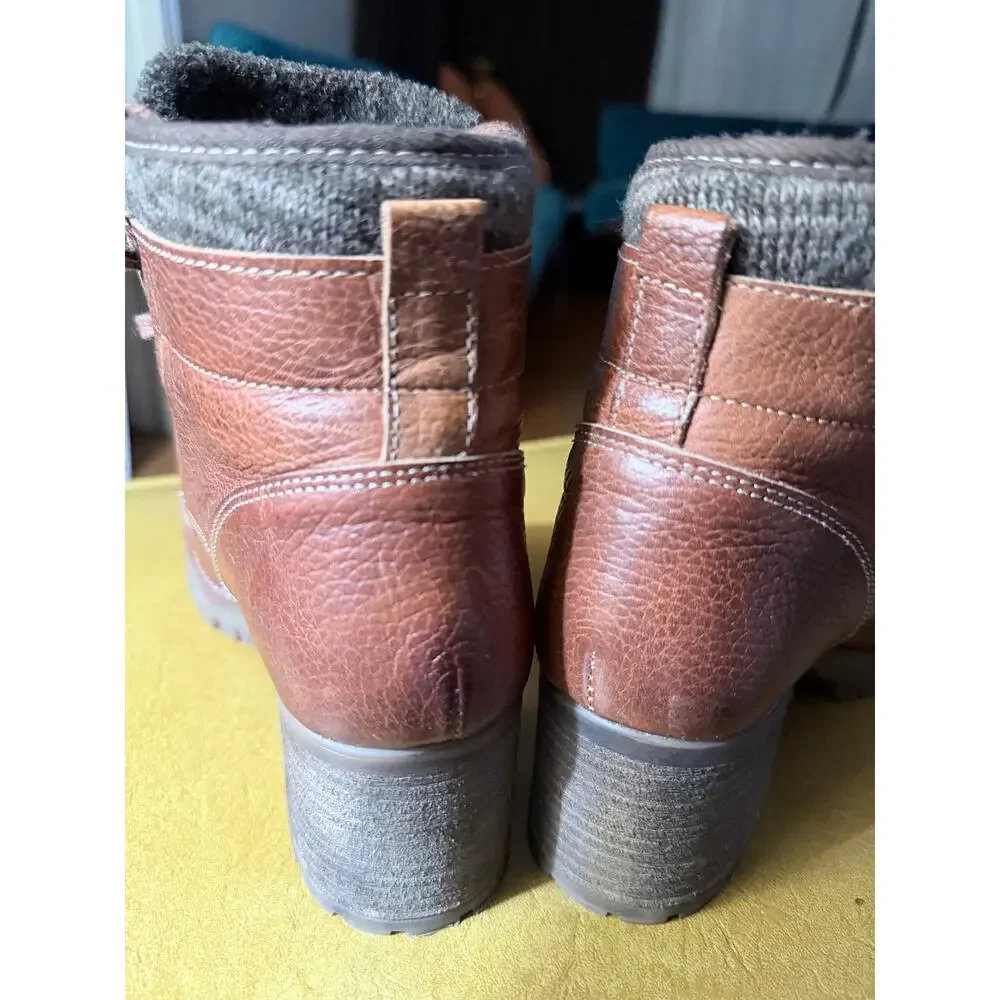 Bullboxer Brown Lace Up Heeled Ankle Boots Lug Sole Size 39